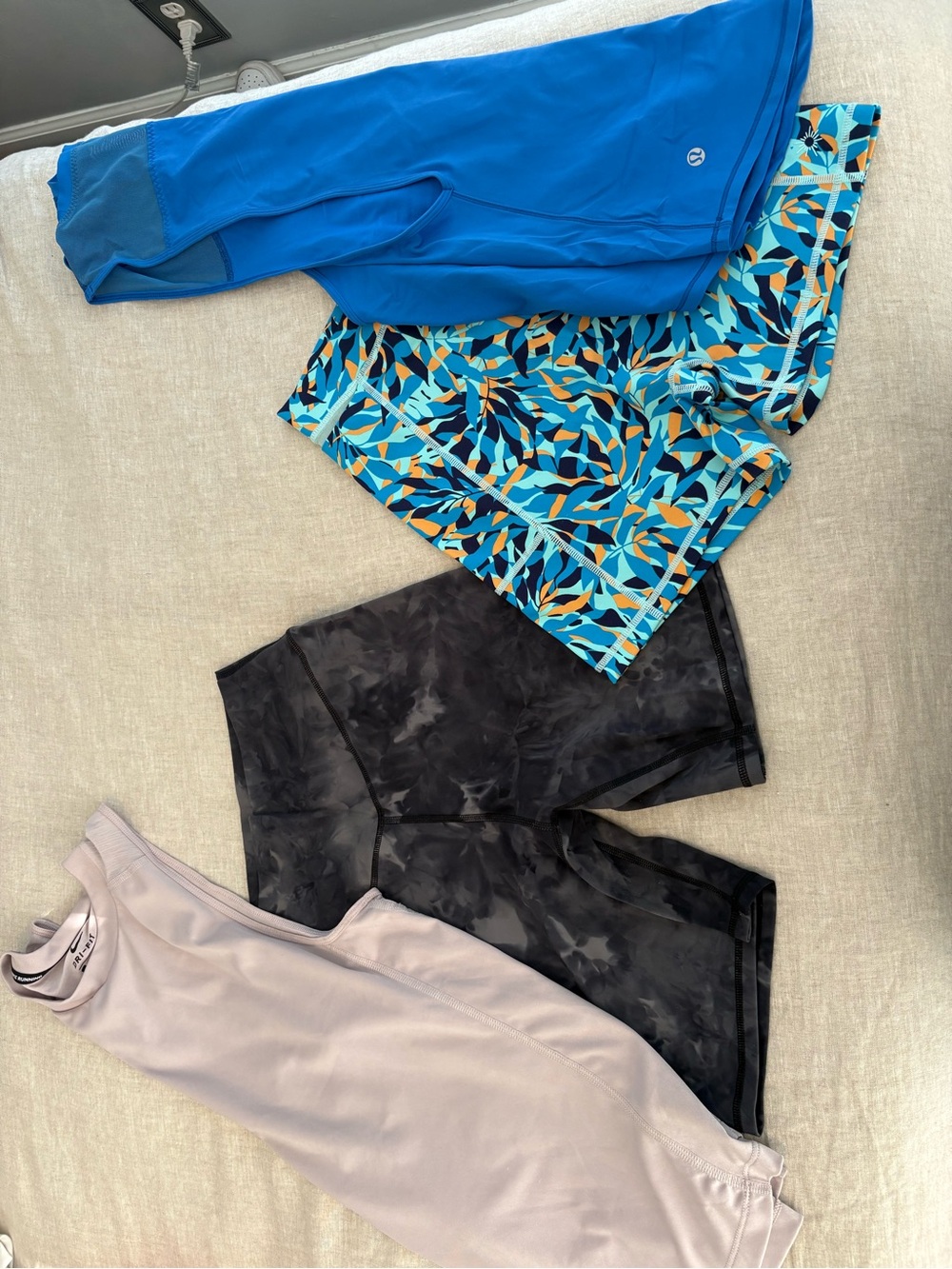 aerie Blue and Yellow Printed Athletic Top